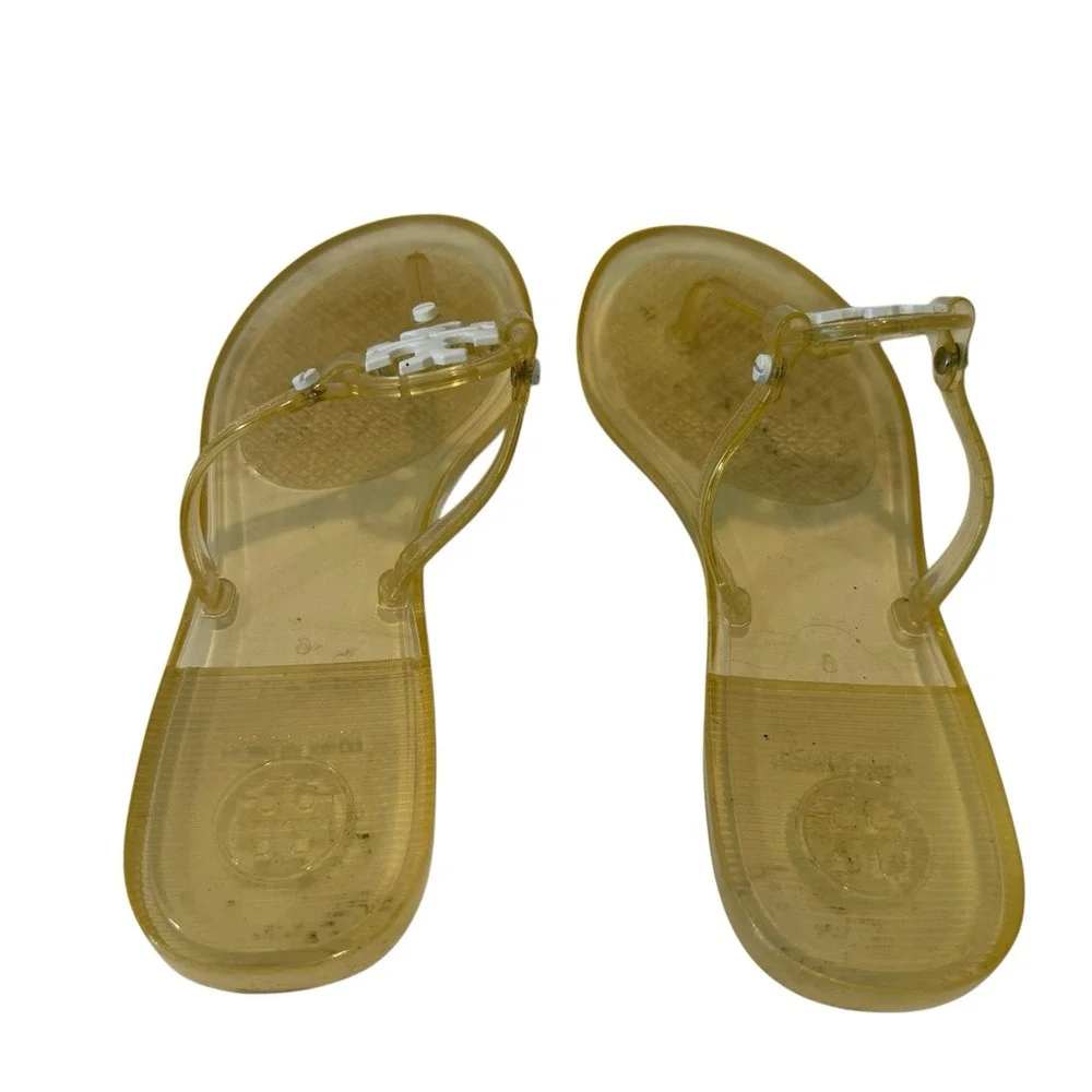 Tory Burch Mini Miller‎ Thong Sandals Clear Yellow Jelly Flip Flops Size 6  S3